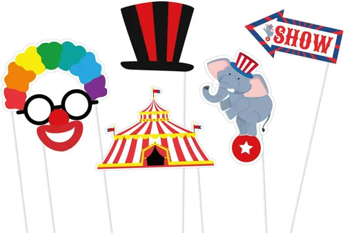 Miniatura 2 de SWYOUN 27 piezas de carnaval circo cabina de fotos accesorios de fiesta de cumpleaños decoraciones suministros de papel fiesta recuerdos de fiesta