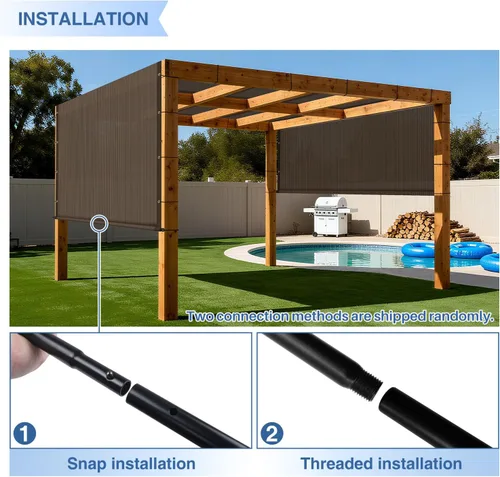Miniatura 4 de E&K Sunrise - Cubierta de sombra para pérgola de 8 pies de ancho x 12 pies de largo, con varillas con peso y ojales, cubierta de repuesto para toldo