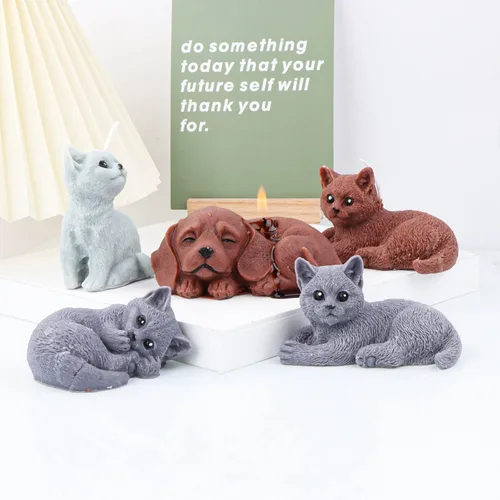 Miniatura 6 de Grainrain Moldes de vela hechos a mano 3D molde de fabricación de velas molde de jabón de silicona animal moldes de vela de gato para hacer velas