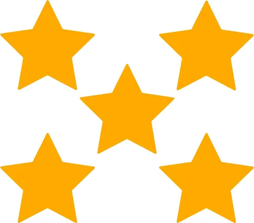 Miniatura 69 de LiteMark Durable Stars, calcomanía roja brillante de 5.5 pulgadas, uso en hormigón liso, azulejos, vidrio, paquete de 8 estrellas Rojo