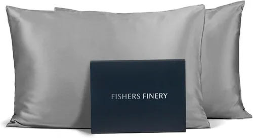 Miniatura 24 de Fishers Finery Funda de almohada de seda de morera 100% pura de 25mm (Rojo King)