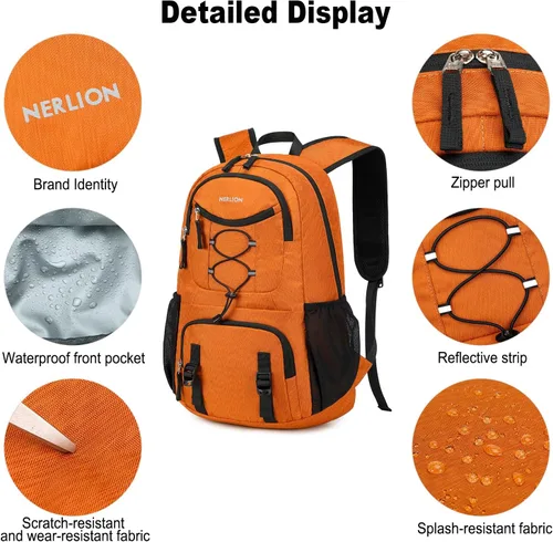 Miniatura 7 de Nerlion - Mochila de viaje ligera y plegable de 35 litros para hombres y mujeres, para campamento, impermeable, para senderismo, al aire libre