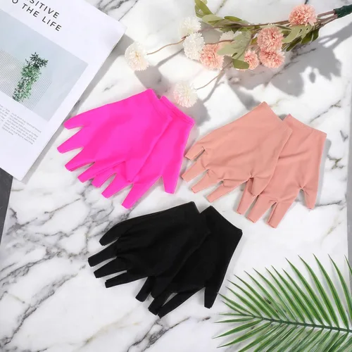 Miniatura 7 de TIESOME 3 pares de guantes de uñas de gel, guantes de protección UV sin dedos para manicura de gel y arte de uñas para manos, transpirables, ajuste