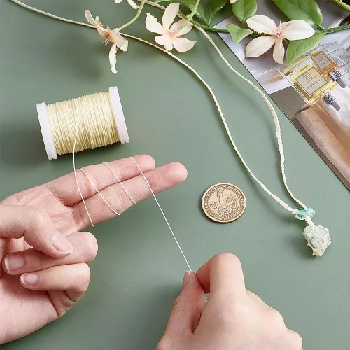 Miniatura 2 de PH PandaHall Cordón encerado de 0.020 in, cuerda encerada de 131 yardas, hilo de poliéster, cuerda de cera para pulseras, collares, joyas