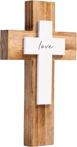 Miniatura 13 de OKSQW Cruz de pared de madera cristiana espiritual Cruz religiosa Regalos con gancho para colgar en la pared o mesa con bendita para la iglesia