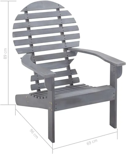 Miniatura 2 de Silla Adirondack de madera de acacia maciza, gris, 27.2 pulgadas de ancho x 35.0 pulgadas de alto, acabado desgastado, para asientos al aire libre