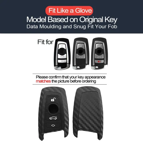 Miniatura 2 de 2 piezas Compatible con BMW X4 X5 X1 X3 X6 3 5 7 Series M1 M2 M3 M5 335 328 535 650 740 F05 F10 F20 F30 Funda para llavero con aspecto de fibra