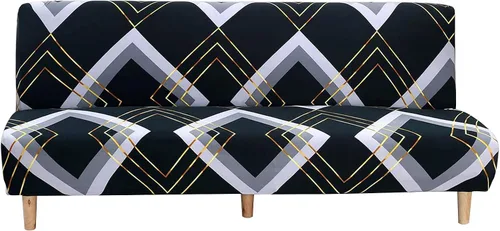 Miniatura 6 de ele ELEOPTION Funda de Sofá Cama sin Brazos Triangular Gris Funda Deslizable Elástica Fundas de Sofá Plegable Fundas de Sofá Fundas de Futón