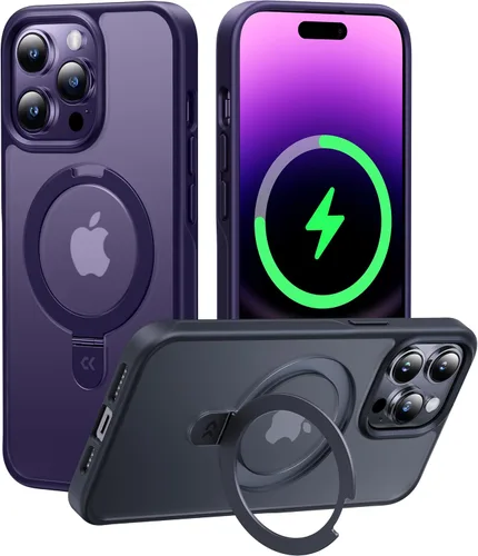 CASEKOO- Funda para iPhone 14 Pro Max, c/soporte magnético invisible [protecc. militar contra caídas] [compatible c/MagSafe], a prueba de impactos,