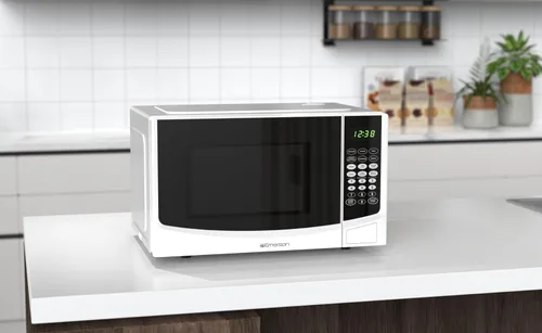 Miniatura 6 de Emerson Horno microondas compacto de 0.9 pies cúbicos con control táctil, pantalla LED, 900 W, 6 menús automáticos con plato giratorio de vidrio