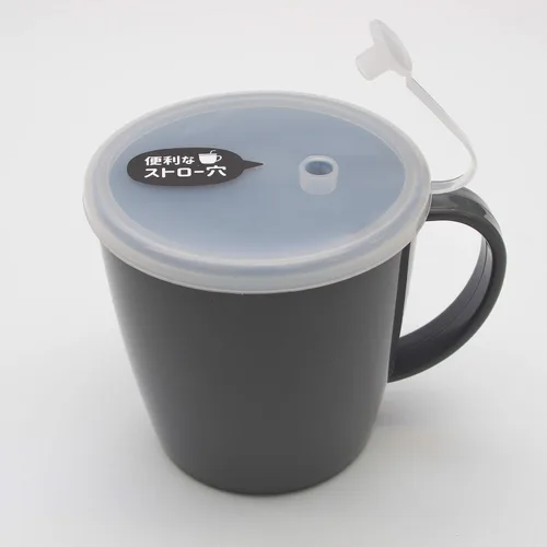 Miniatura 2 de Taza y tapa con un agujero para pajilla, para niños, enfermería, viajes, sin BPA, no tóxico, horno de microondas, apto para lavavajillas, Gris
