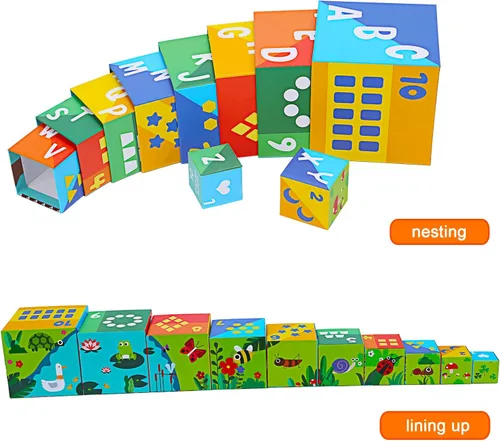 Miniatura 7 de Bloques de clasificación y apilamiento de animales - Juguete educativo de ABC y números para bebés y niños pequeños - Torre de aprendizaje