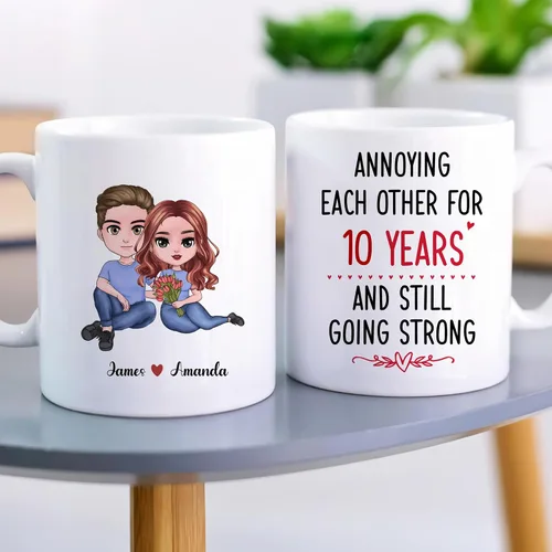 Miniatura 3 de Gossby Taza personalizada para parejas, regalo personalizado para esposa, novia, marido, novio con diseño, nombre, año, San Valentín, aniversario