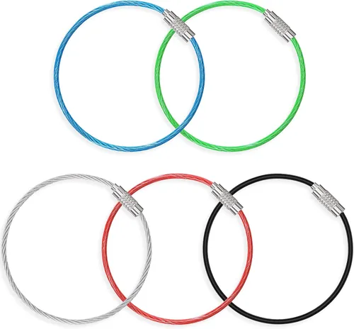 Uniclife Llavero de alambre de 6 pulgadas, llavero grande de acero inoxidable, soporte de bucle para equipaje para guardar etiquetas de equipaje