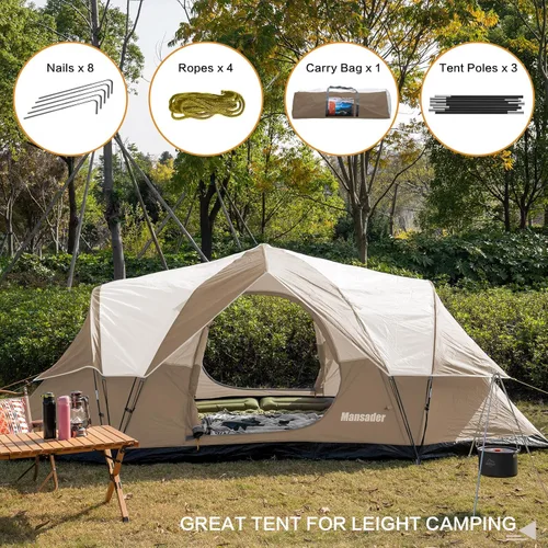 Miniatura 5 de 6 Person Family Camping Tent,Waterproof Windproof with Top Rainfly,Easy Set Up,Pop Up Tent for Outdoor Camping Hiking Trave Marrón