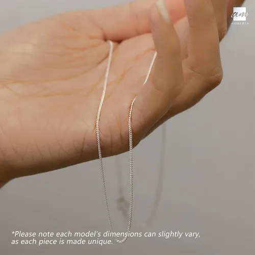 Miniatura 5 de Amberta Collar de cadena de plata de ley 925 para niños (14 pulgadas - 4 a 12 años)