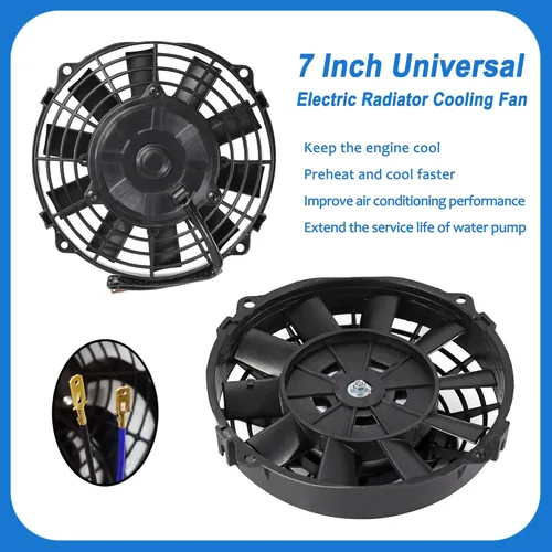 Miniatura 4 de Kit de montaje de ventilador de refrigeración de radiador eléctrico de 7 pulgadas con motor de 12 V 80 W, ventilador delgado universal de alto