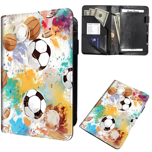 Miniatura 20 de Libros de mesero para camarera, cartera de cuero para camarero con cremallera, soporte para recibos, para camarero, camarero, accesorios