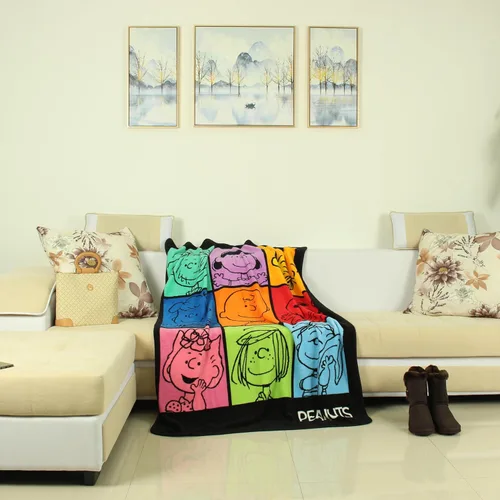 Miniatura 6 de Silver Buffalo Peanuts con Pig-Pen, Lucy, Woodstock, Schroeder, Charlie Brown, Snoopy, Sally, Peppermint Patty y Linus 45” x 60” Manta de Forro