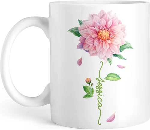Miniatura 13 de CUBICER Tazas de café personalizadas, flor de hibisco, nombre personalizado, tazas de cerámica blanca, taza de viaje grande, vaso de bebida, regalo