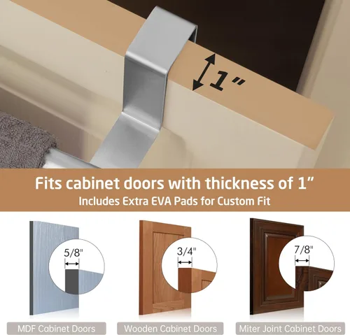 Miniatura 5 de KES Toallero sobre la puerta del gabinete, soporte para toallas de cocina, barra para toallas de cocina sobre la puerta del gabinete SUS304 acero
