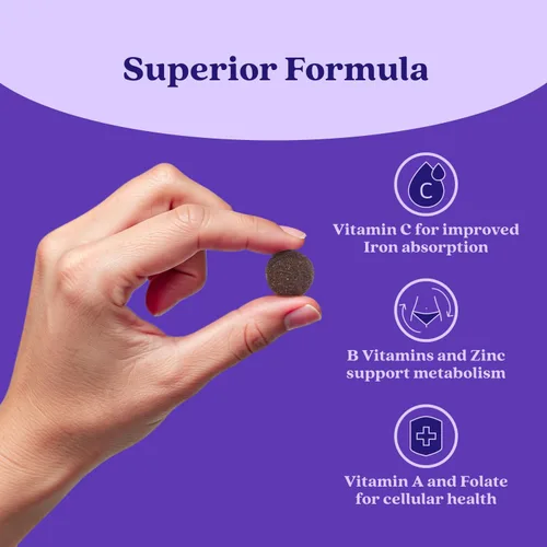 Miniatura 7 de BeLive Gomitas de hierro, suplemento multivitamínico de hierro con vitamina C, A, B y zinc, apoya el oxígeno en sangre, suplementos veganos