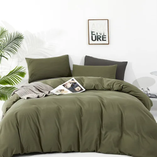 Miniatura 68 de CLOTHKNOW Juego de edredón verde militar tamaño California King 3 piezas, juego de edredón color verde oscuro para todas las estaciones, edredón