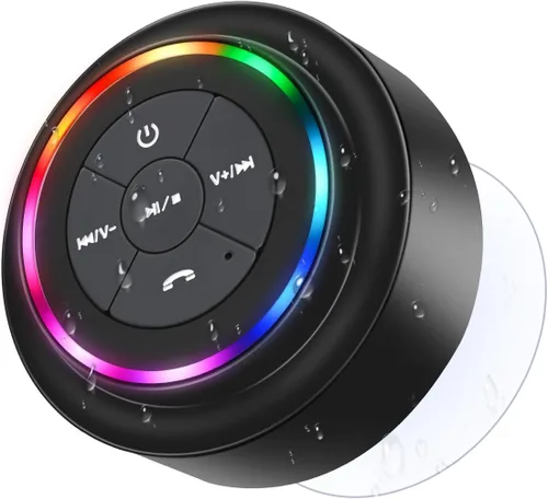Altavoz de ducha Bluetooth, altavoces Bluetooth portátiles con ventosa, altavoz impermeable IP67 con luz LED, inalámbrico, flotante, para camping,