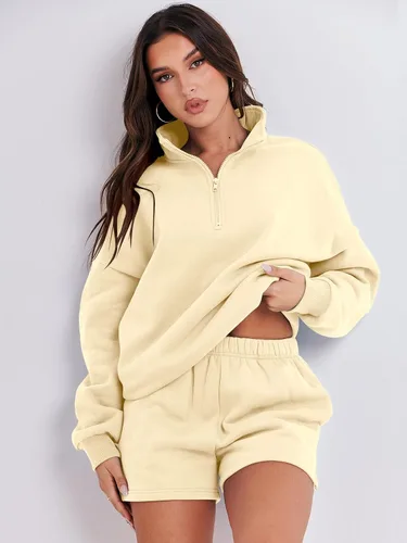 Miniatura 7 de Prinbara Conjunto deportivo de 2 piezas para mujer, sudadera de cuello con media cremallera, ropa de descanso, ropa Y2K