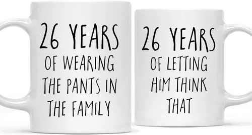 Miniatura 68 de Andaz Press Divertida taza de café de 11 onzas para parejas, regalo de broma para el primer aniversario de boda, 1 año de usar los pantalones