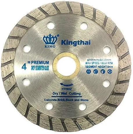 Kingthai Hoja de diamante de borde Turbo de 4 pulgadas para piedra de mampostería de hormigón, eje de 7/8 "-5/8"