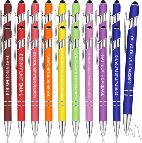 Miniatura 11 de Eersida 10 bolígrafos divertidos para compañeros de trabajo, regalo de broma para adultos, bolígrafos sarcásticos negativos con citas negativas