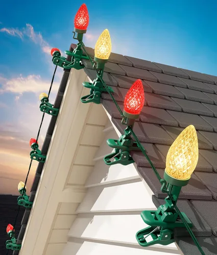 Miniatura 13 de Brightown Luces LED de Navidad C9 para Exteriores, 99 Pies 150 Luces LED C9 en Cadena con 150 Clips de Resorte, Luces de Árbol de Navidad Varios