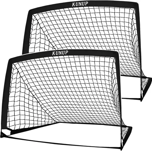 Juego de 2 porterías de fútbol para niños, 5 x 3, 6 x 4, 9 x 5, red de práctica de fútbol plegable con bolsa de transporte portátil para niños