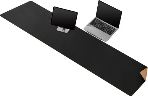 Miniatura 45 de MAIDERN Cubierta de mesa estrecha de 39.4" x 7.9", tapete reversible de cuero y corcho para mesa consola, protector de mesa largo y delgado