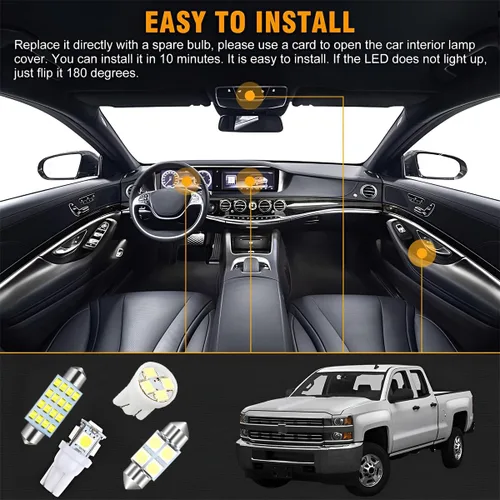 Miniatura 5 de AUCELI 42 piezas de bombillas LED para coche, juego de luces interiores de auto, bombilla de repuesto súper brillante T10 de 31 mm 36 mm 41 mm