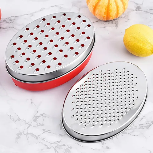 Miniatura 5 de Kunovo Rallador de queso con contenedor de almacenamiento hermético, trituradora de queso y rallador de verduras, rallador de caja (1-rojo)