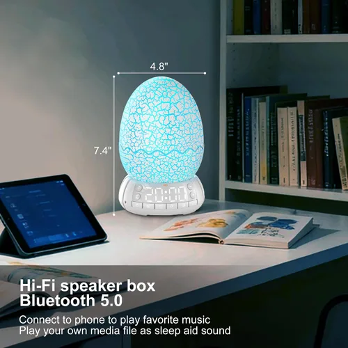 Miniatura 6 de Reloj Digital Huevo de Dragón de 2da Generación Despertador Ok para Despertar con Luz Nocturna / 20 Canciones de Cuna Ruido Blanco/Altavoz