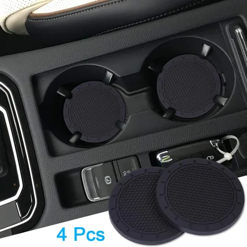 Miniatura 3 de Wisdompro - Posavasos para automóvil, paquete de 4 posavasos de PVC para automóvil, antideslizantes, universales, accesorios interiores de Negro