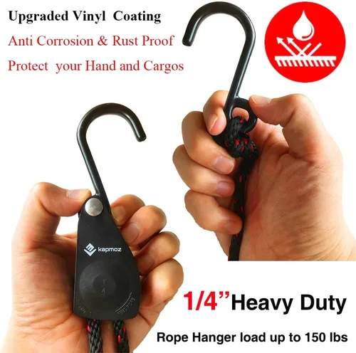 Miniatura 4 de LE KAPMOZ Correas de amarre para kayak, arco de canoa y popa, polea de trinquete de carga resistente, colgador de cuerda