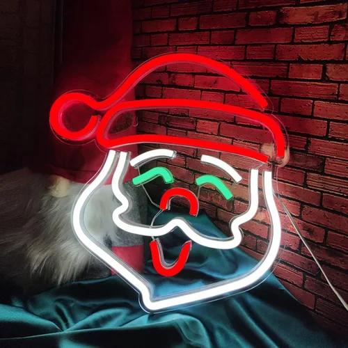 Miniatura 8 de Letrero de neón de Papá Noel, letreros de neón LED de Navidad para decoración de pared, letreros de luz de neón acrílico de Navidad con USB/Swicth