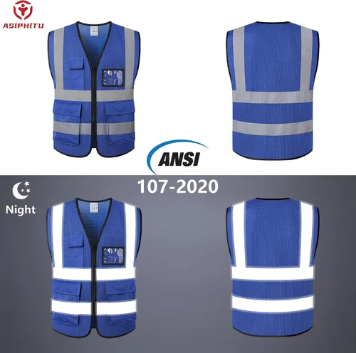 Miniatura 4 de Chaleco de seguridad reflectante para hombres y mujeres, chaleco de construcción que cumple con el estándar ANSI/ISEA