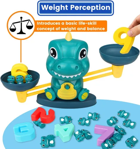 Miniatura 7 de Aitbay Juguetes de equilibrio matemático de dinosaurio, juguetes Montessori para niños de 3 años, juguetes educativos para niños y niñas de 4, 5, 6