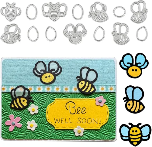 Troqueles de corte de metal para festival de abejas, plantillas de estampado de decoración de primavera para álbumes de recortes, álbum de fotos,