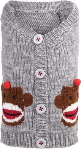 Miniatura 5 de The Worthy Dog Suéter de cuello alto de punto grueso, ropa cálida de invierno para perro, trajes de abrigo para mascotas para clima frío - XXS, gris