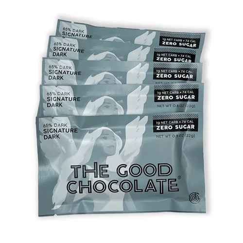 Miniatura 5 de The Good Chocolate - Minibarras de chocolate amargo Keto Signature, cero azúcar, aperitivo bajo en carbohidratos netos, más bajas calorías, caramelo