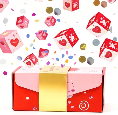 Miniatura 4 de Cajas de regalo sorpresa – Caja de regalo sorpresa desplegable para dinero y cumpleaños, caja de regalo única de Navidad plegable con sobre rojo