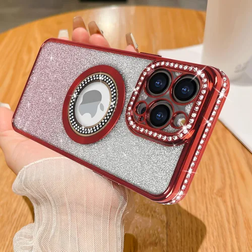 Miniatura 18 de Losin Funda magnética compatible con iPhone 15 Pro Max con purpurina compatible con MagSafe Funda de lujo con diamantes de imitación con logotipo