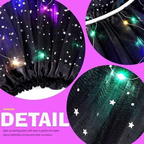 Miniatura 5 de REETAN Falda tutú LED iluminada, faldas en capas para Navidad, disfraz de tutú para mujeres y niñas