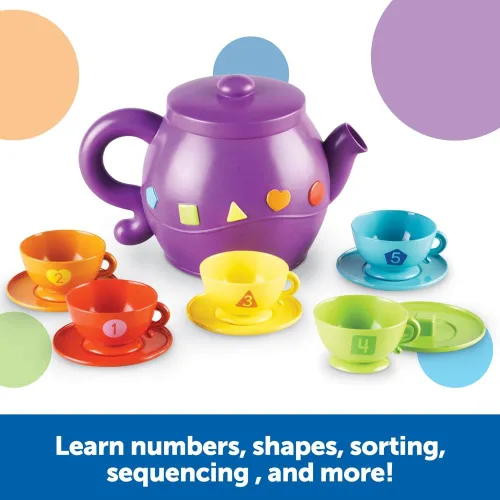 Miniatura 2 de Learning Resources Juego de té con formas de servir, 11 piezas, a partir de 2 años, juguetes de comida para niños pequeños, cocina preescolar